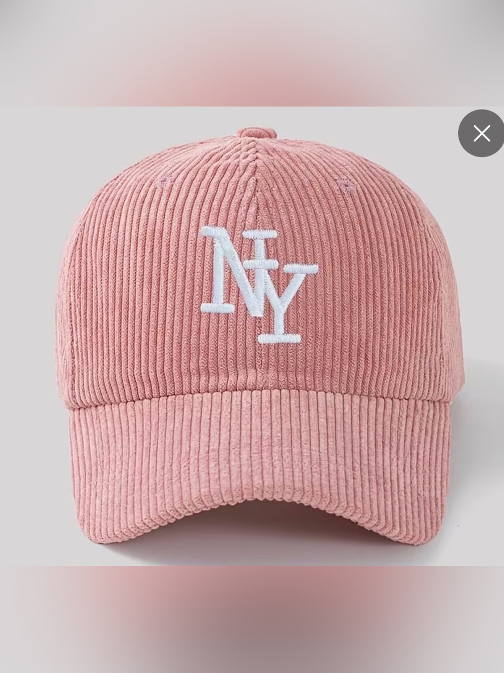 Corduroy NY Baseball Cap in pink